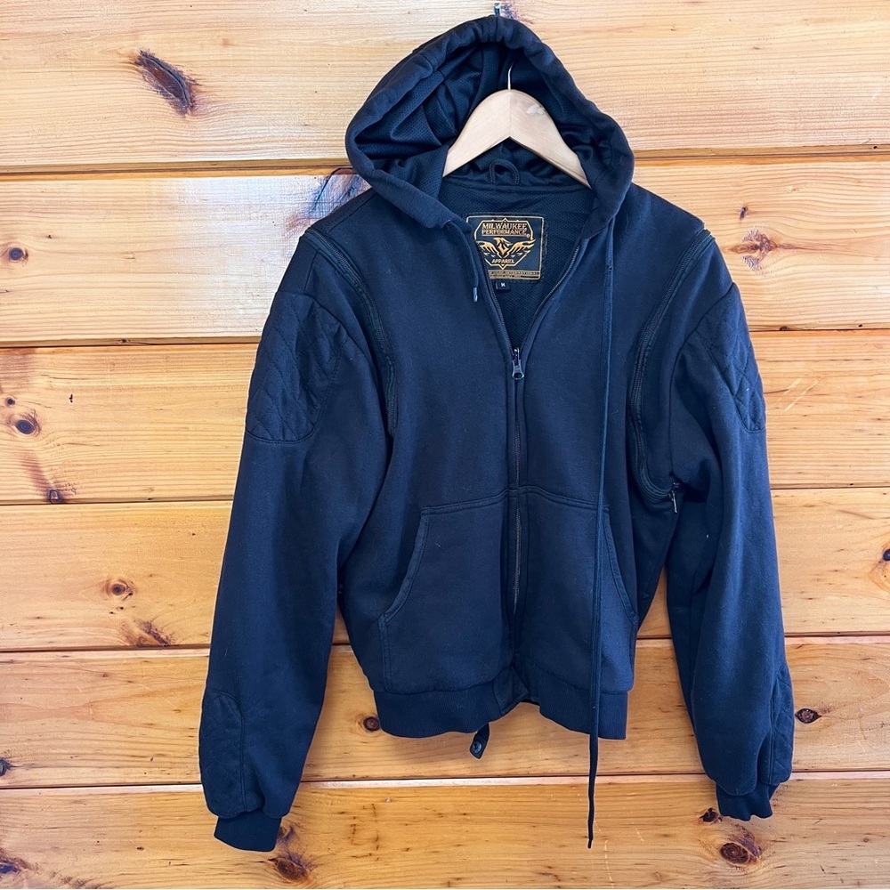 Milwaukee Performance Heavy Duty Convertible Vest Hoodie Black Zip-Up Men's